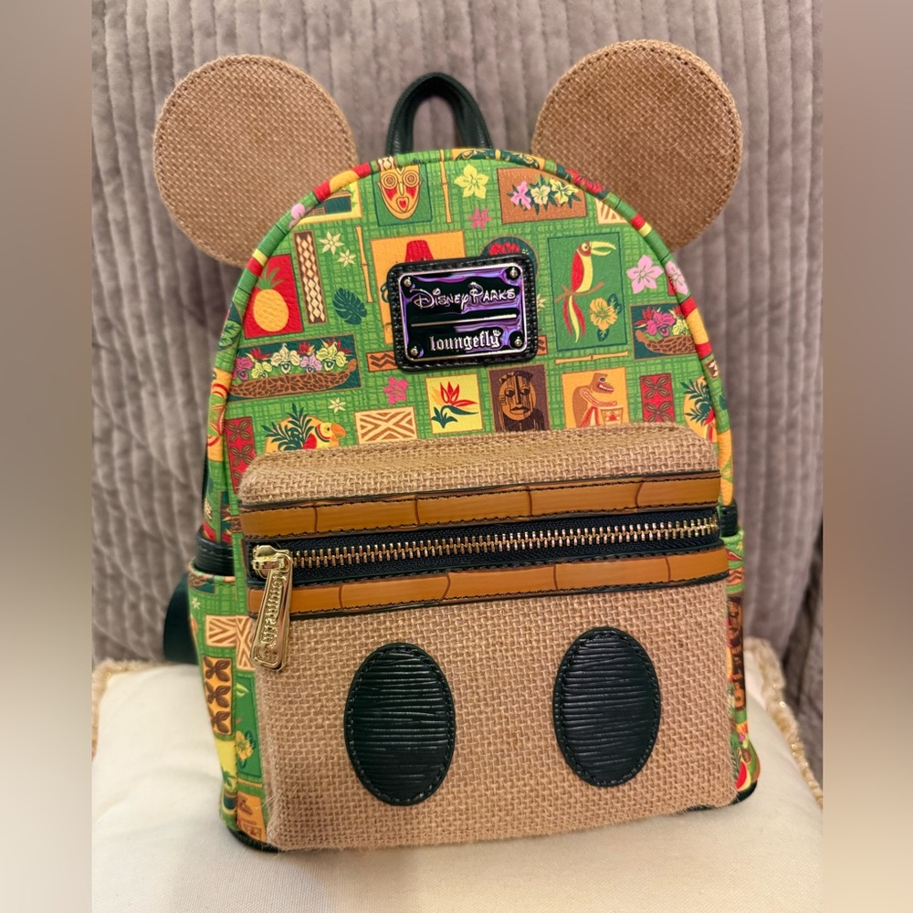Disney Parks Loungefly Main Attraction- Tiki Room Mickey Mini Backpack